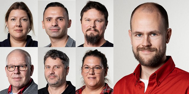 Collage: sju porträttbilder.