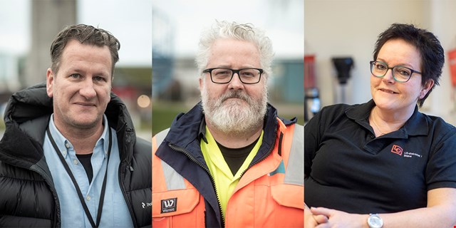 Collage: tre porträtt av personer i olika miljöer.