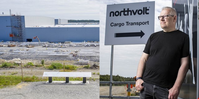 Jimmy Faltin med batterifabriken i bakgrunden