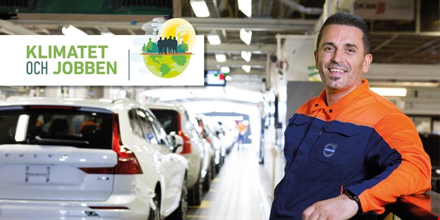 Person i arbetskläder på arbetsplats inom biltillverkning.