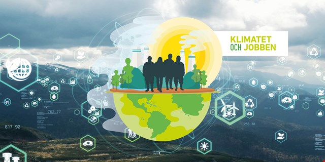Grafik som illustration till klimatet och jobben.