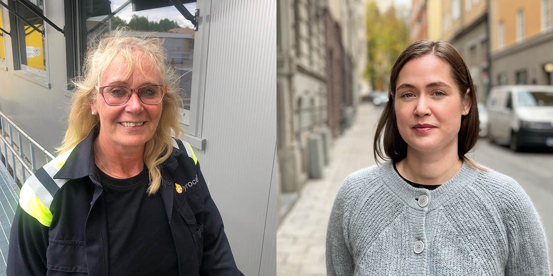 Carola Karismaa, skyddsombud på Pyrocell till vänster. Till höger IF Metalls klimatexpert Ellika Berglund Aas
