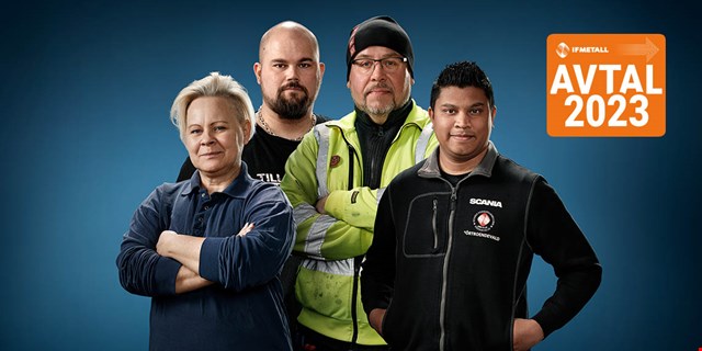 Foto på fyra personer. Personerna frontar kameran och ser självsäkra ut.