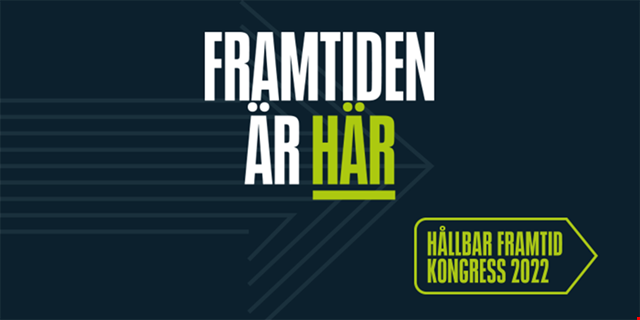 En grafisk bild där det står "Framtiden är här" och HÅLLBAR FRAMTID KONGRESS 2022".